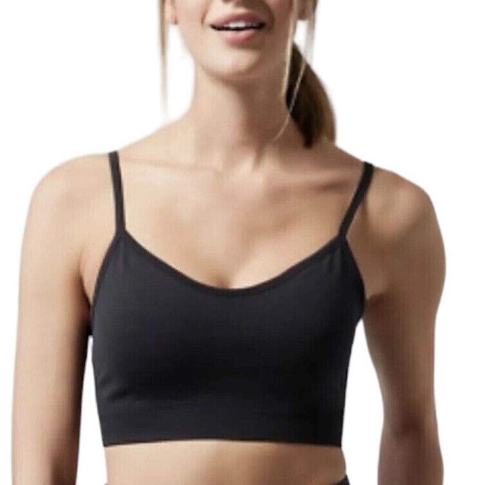 ATHLETA womens black Renew Bra M Medium D/DD wirefree NWT